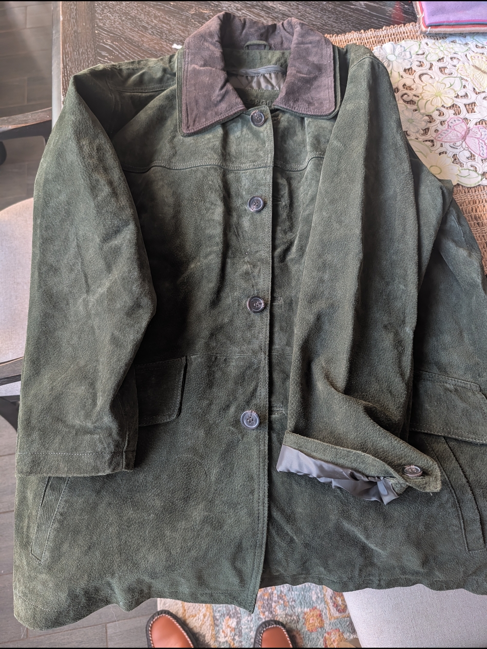 George Olive Green Suede Field Jacket, Barn Coat, Chore Jacket